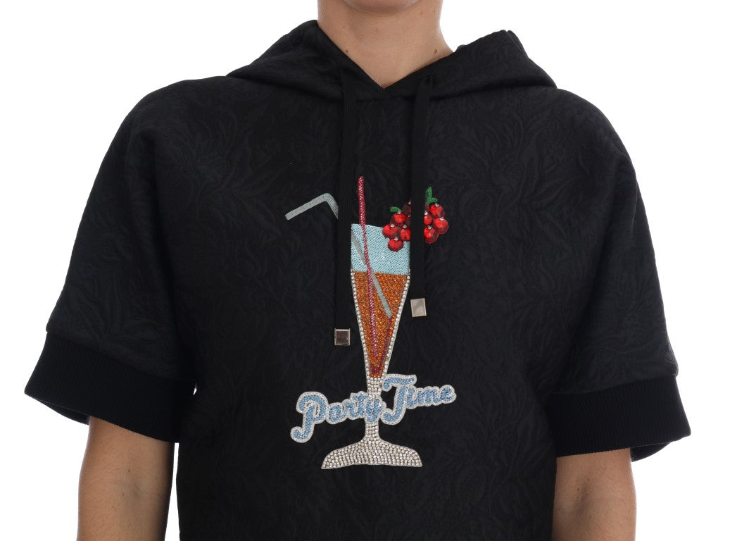 Dolce &amp; Gabbana Maglione con cappuccio in cristallo nero Fairy Tale