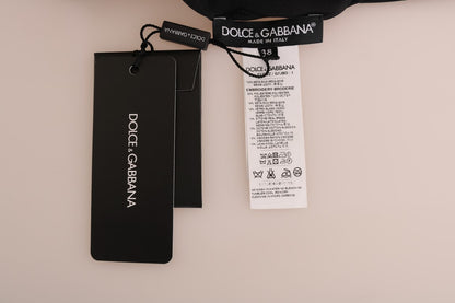 Dolce &amp; Gabbana Top in seta nera con cristalli e fiabe