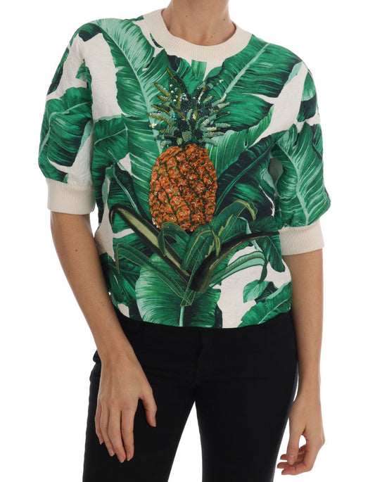Dolce &amp; Gabbana Maglione girocollo con paillettes ananas e banana