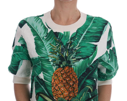 Dolce &amp; Gabbana Maglione girocollo con paillettes ananas e banana