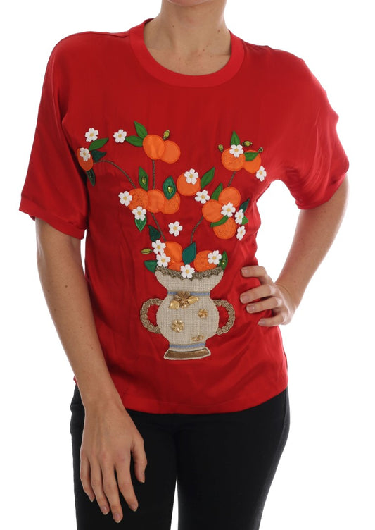 Vaso in seta rossa e arancione Dolce &amp; Gabbana con tappo in cristallo