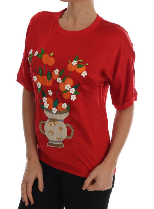 Vaso in seta rossa e arancione Dolce &amp; Gabbana con tappo in cristallo