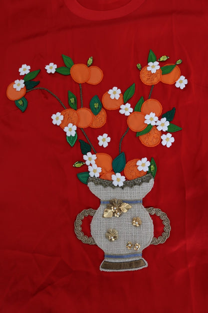 Vaso in seta rossa e arancione Dolce &amp; Gabbana con tappo in cristallo
