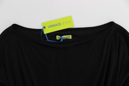 Abito lungo al ginocchio in seta modal nera Versace Jeans