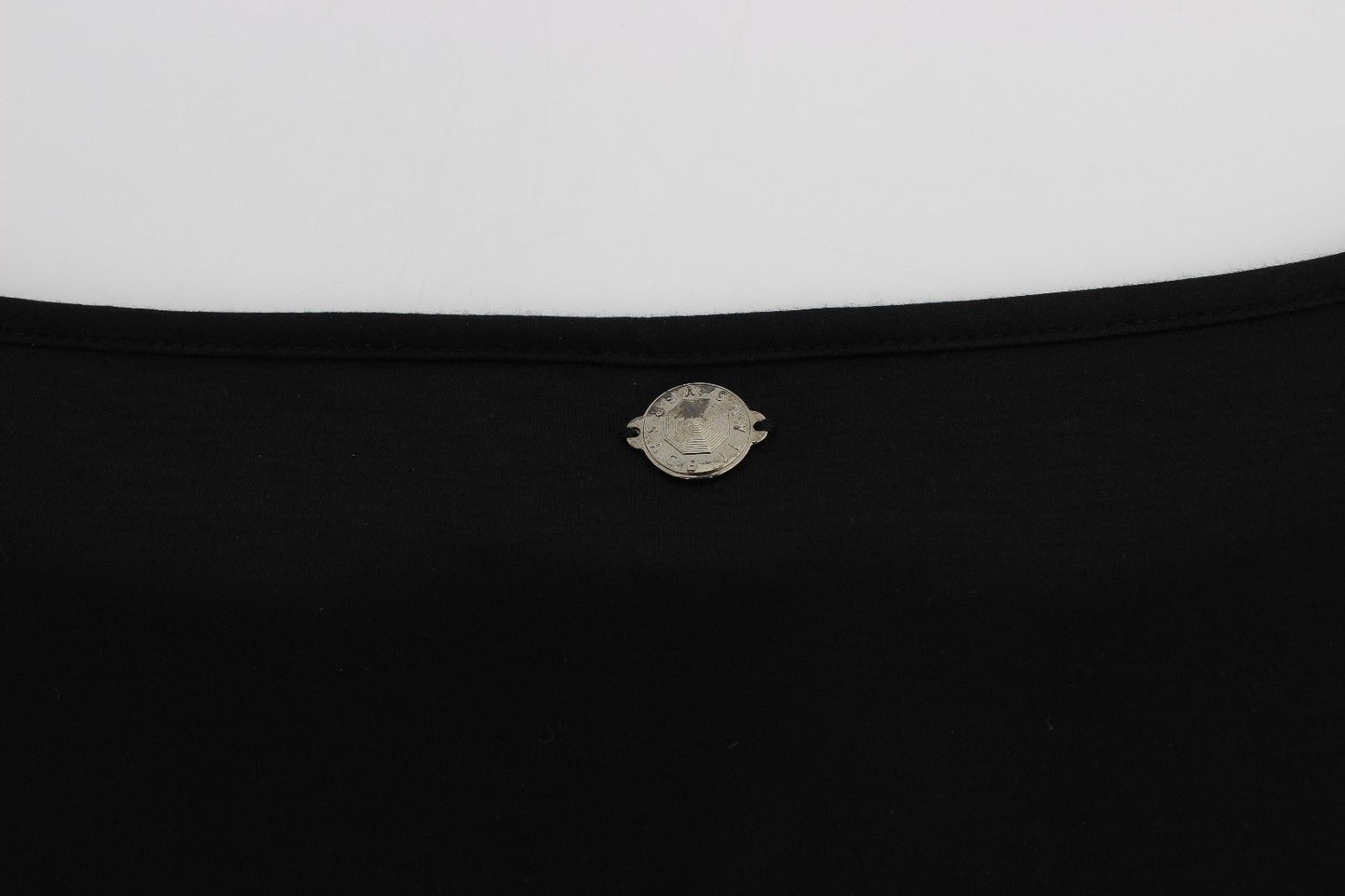 Abito lungo al ginocchio in seta modal nera Versace Jeans
