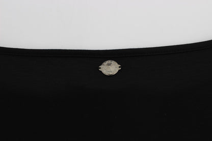 Abito lungo al ginocchio in seta modal nera Versace Jeans
