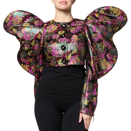 Giacca corta in jacquard floreale multicolore Dolce &amp; Gabbana