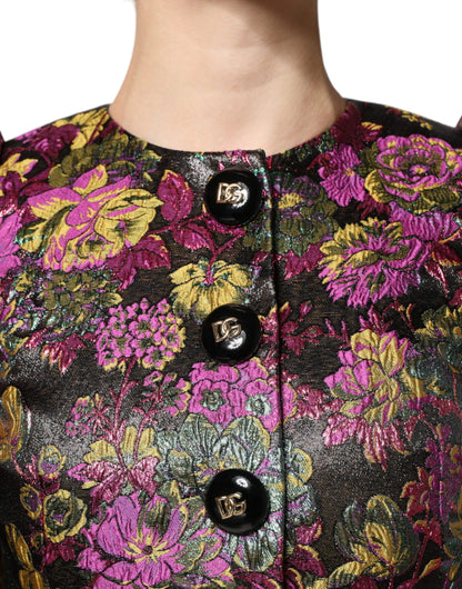 Giacca corta in jacquard floreale multicolore Dolce &amp; Gabbana