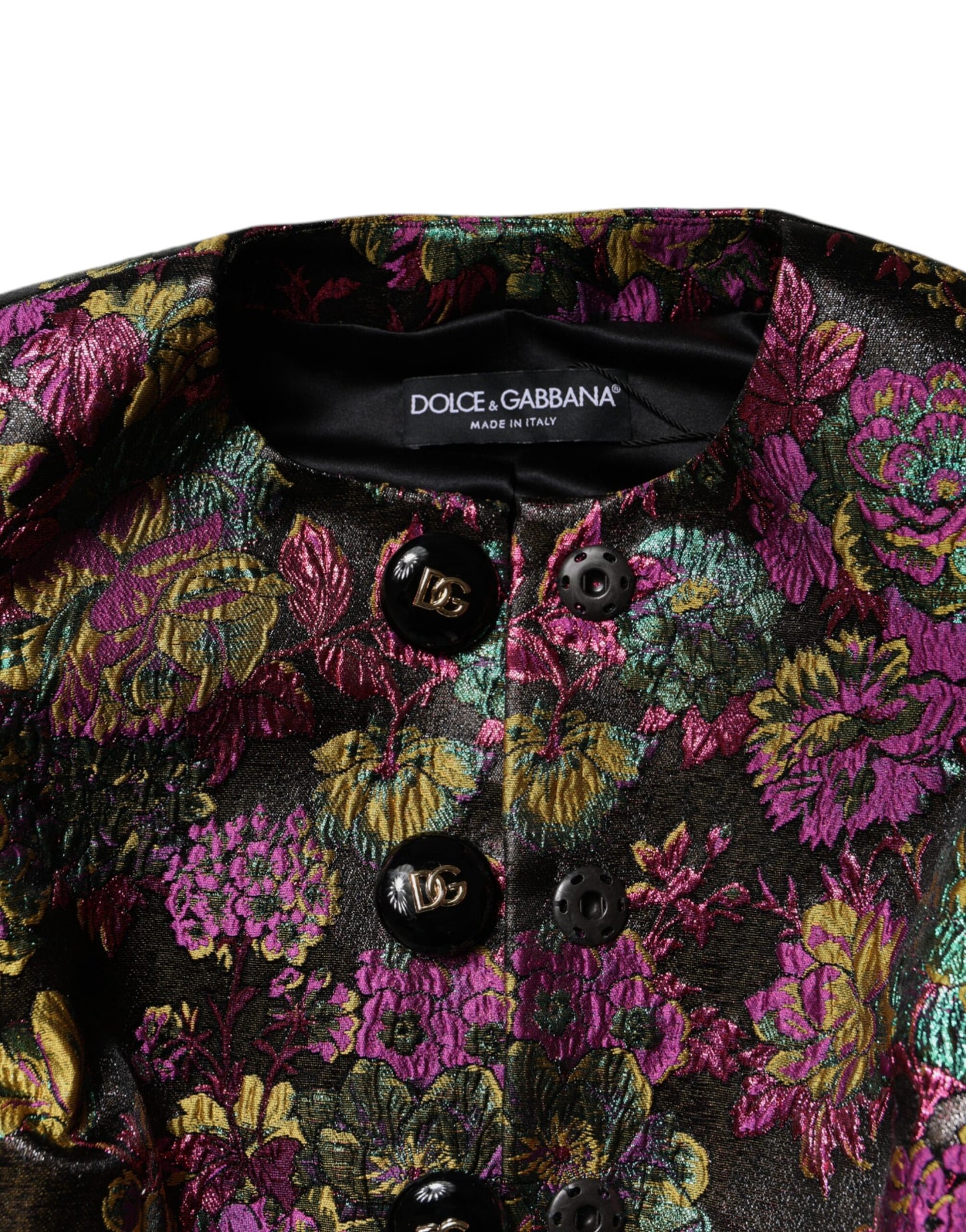 Giacca corta in jacquard floreale multicolore Dolce &amp; Gabbana