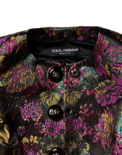 Giacca corta in jacquard floreale multicolore Dolce &amp; Gabbana