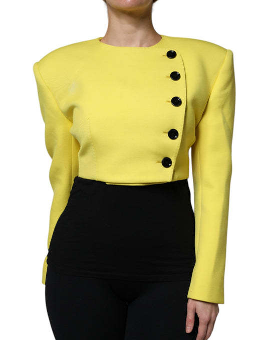 Giacca corta a maniche lunghe in lana giallo limone Dolce &amp; Gabbana