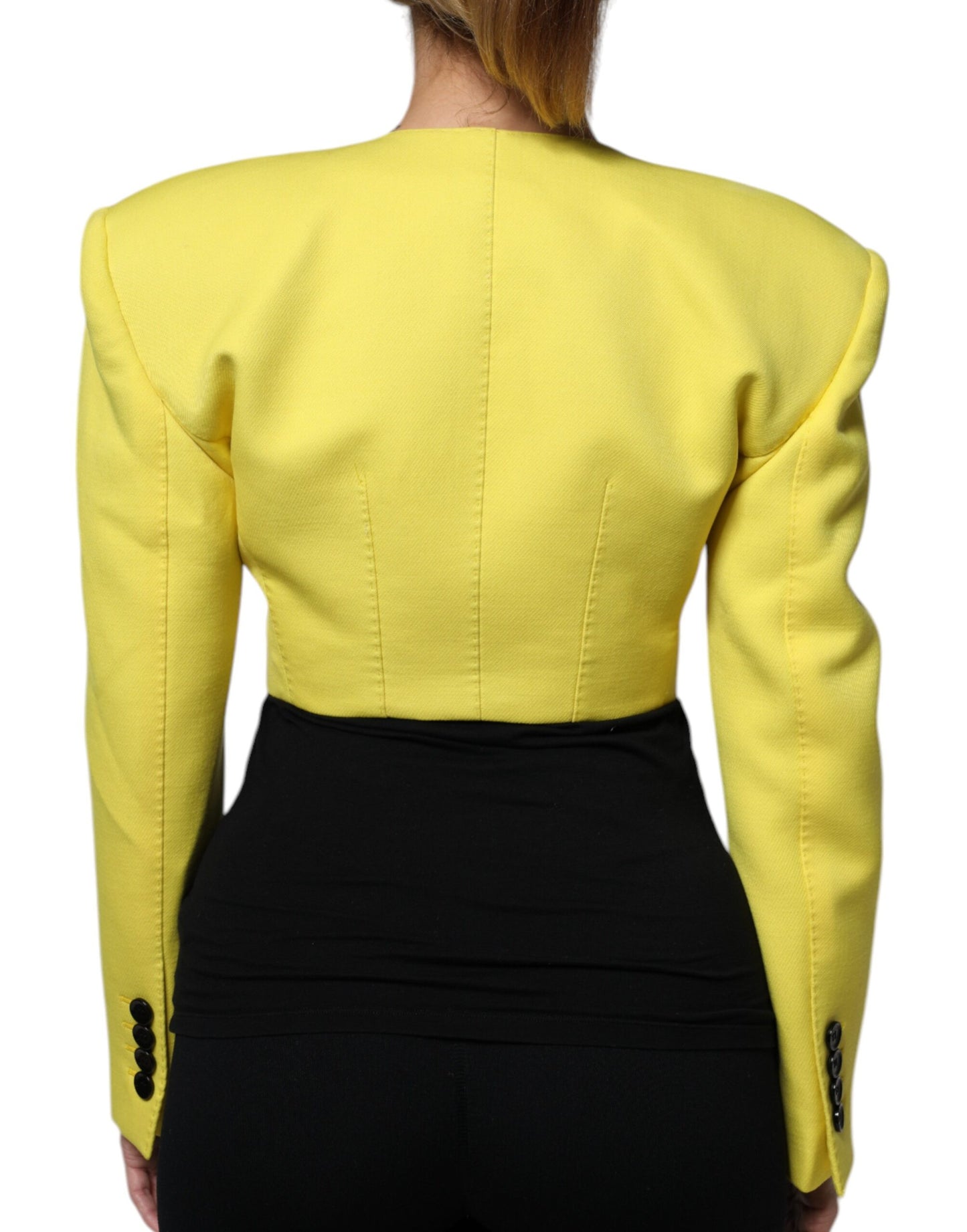 Giacca corta a maniche lunghe in lana giallo limone Dolce &amp; Gabbana