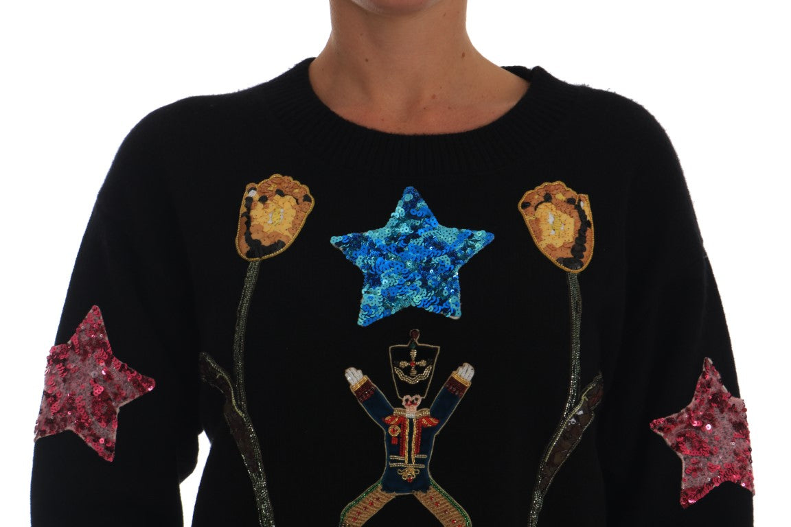 Dolce &amp; Gabbana Fairy Tale Crystal Maglione in cashmere nero