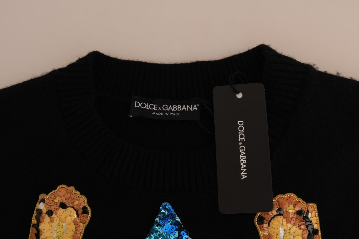 Dolce &amp; Gabbana Fairy Tale Crystal Maglione in cashmere nero