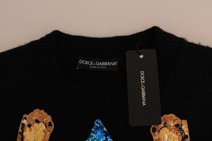 Dolce &amp; Gabbana Fairy Tale Crystal Maglione in cashmere nero