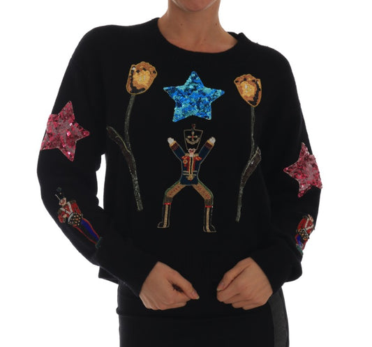 Dolce &amp; Gabbana Fairy Tale Crystal Maglione in cashmere nero