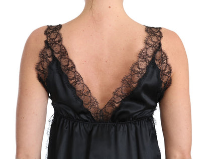 Dolce &amp; Gabbana Lingerie Camicetta in pizzo nero e seta elasticizzata