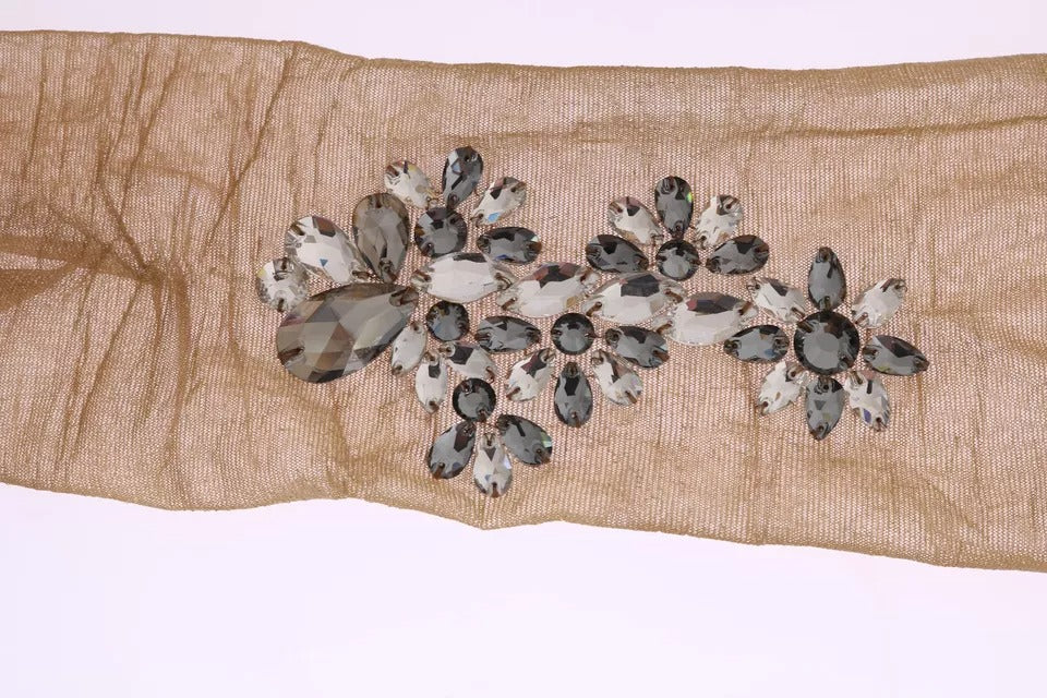 Calzini Dolce &amp; Gabbana Gold Stretch Floral Clear Crystal