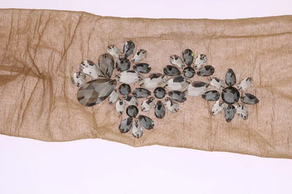 Calzini Dolce &amp; Gabbana Gold Stretch Floral Clear Crystal