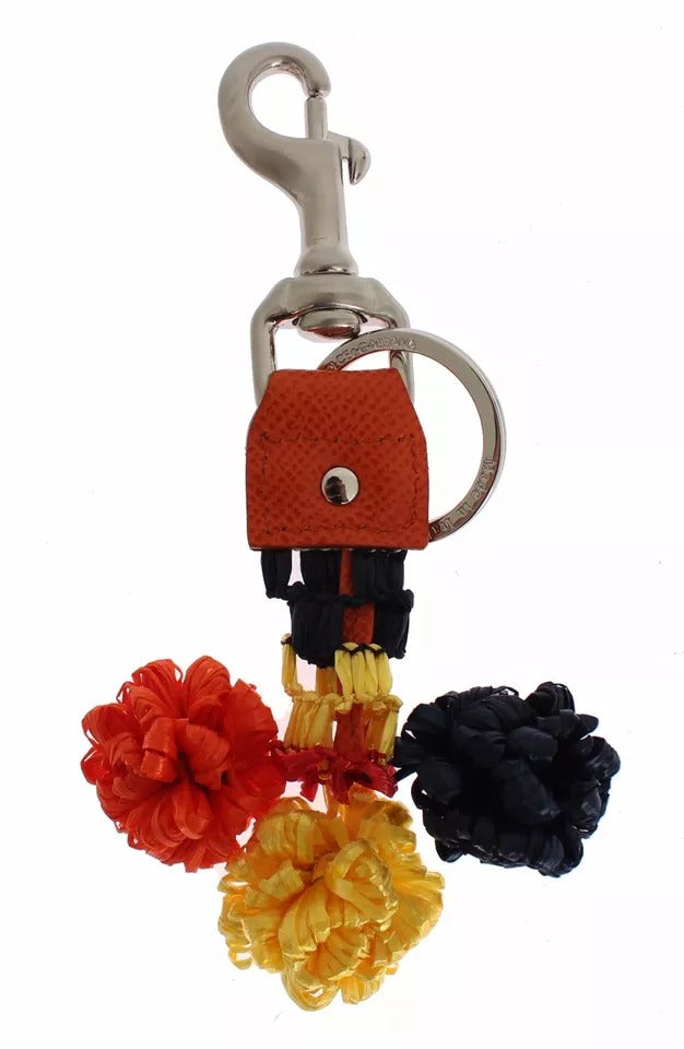 Portachiavi con chiusura in pelle di rafia rossa e gialla Dolce &amp; Gabbana