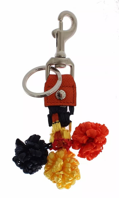 Portachiavi con chiusura in pelle di rafia rossa e gialla Dolce &amp; Gabbana