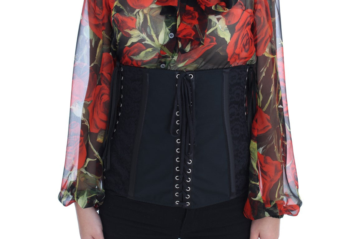Cintura elasticizzata nera Dolce &amp; Gabbana con cinturino in vita