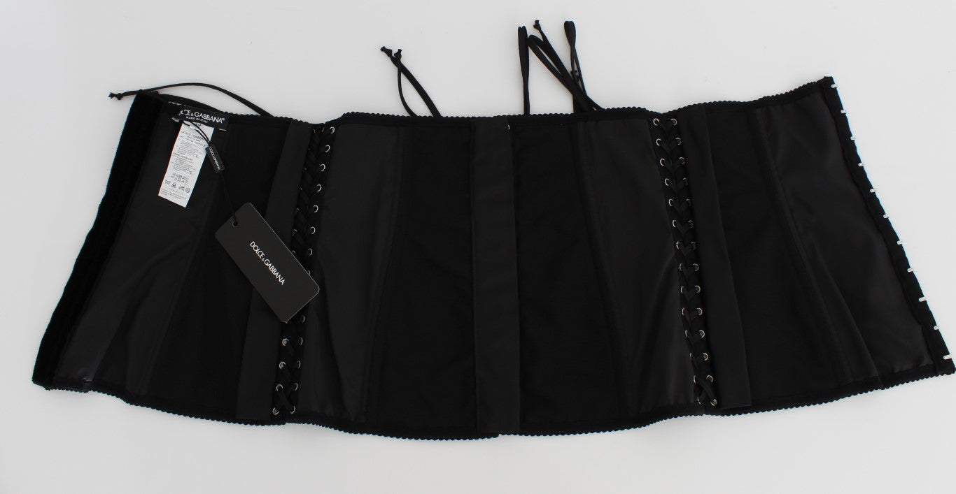 Cintura elasticizzata nera Dolce &amp; Gabbana con cinturino in vita