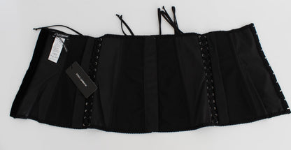 Cintura elasticizzata nera Dolce &amp; Gabbana con cinturino in vita