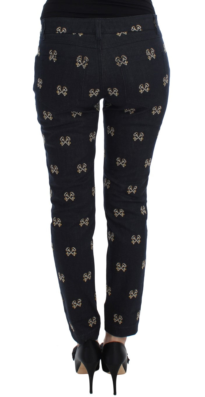 Jeans KATE slim fit con ricamo a chiave blu Dolce &amp; Gabbana