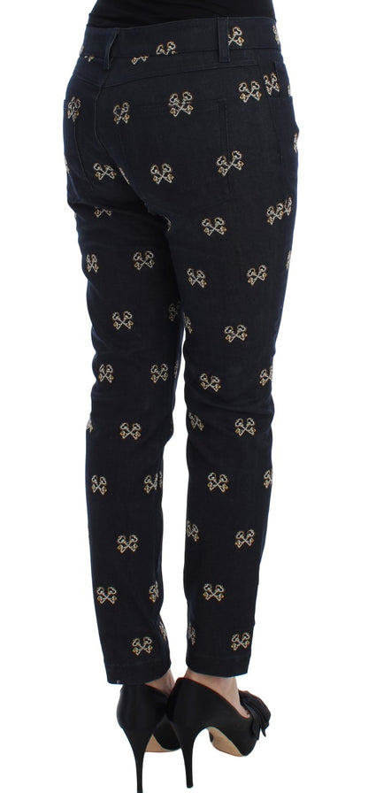 Jeans KATE slim fit con ricamo a chiave blu Dolce &amp; Gabbana