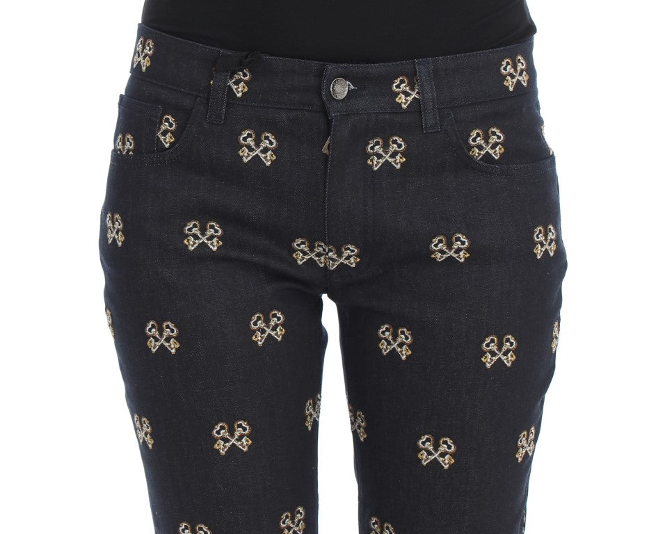 Jeans KATE slim fit con ricamo a chiave blu Dolce &amp; Gabbana