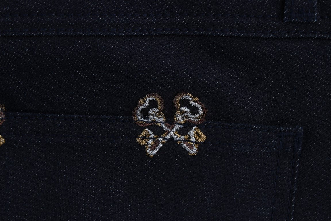 Jeans KATE slim fit con ricamo a chiave blu Dolce &amp; Gabbana