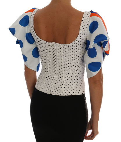 Dolce &amp; Gabbana Top bustier in seta bianca a pois