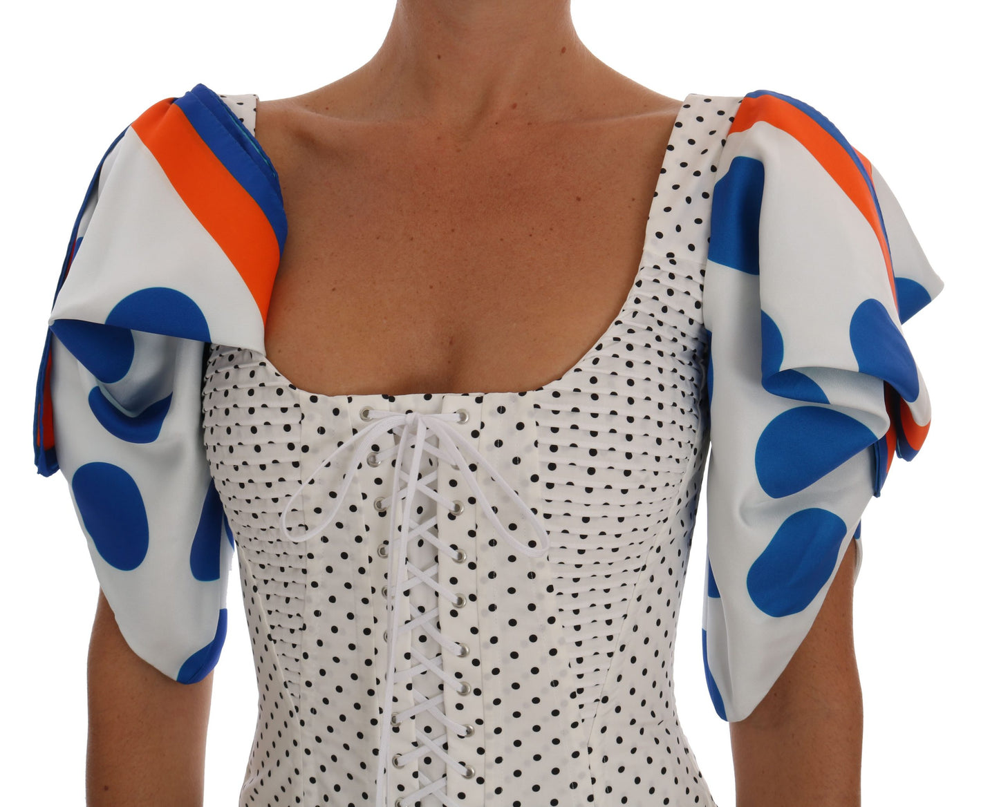 Dolce &amp; Gabbana Top bustier in seta bianca a pois