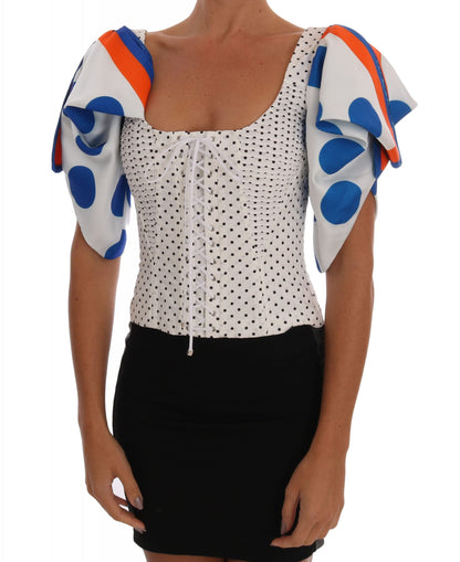 Dolce &amp; Gabbana Top bustier in seta bianca a pois
