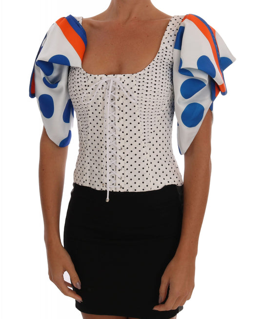 Dolce &amp; Gabbana Top bustier in seta bianca a pois