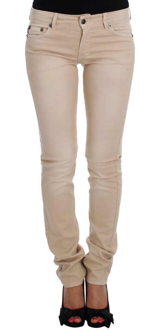 Jeans elasticizzati in cotone slim fit lavaggio beige Cavalli