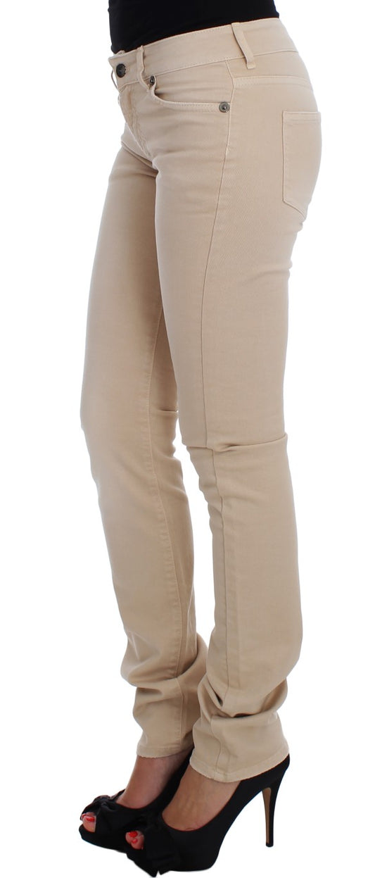 Jeans elasticizzati in cotone slim fit lavaggio beige Cavalli