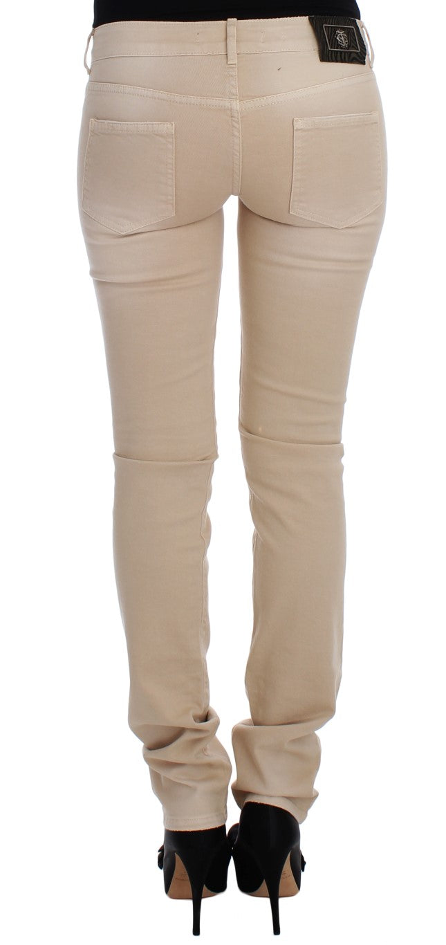 Jeans elasticizzati in cotone slim fit lavaggio beige Cavalli