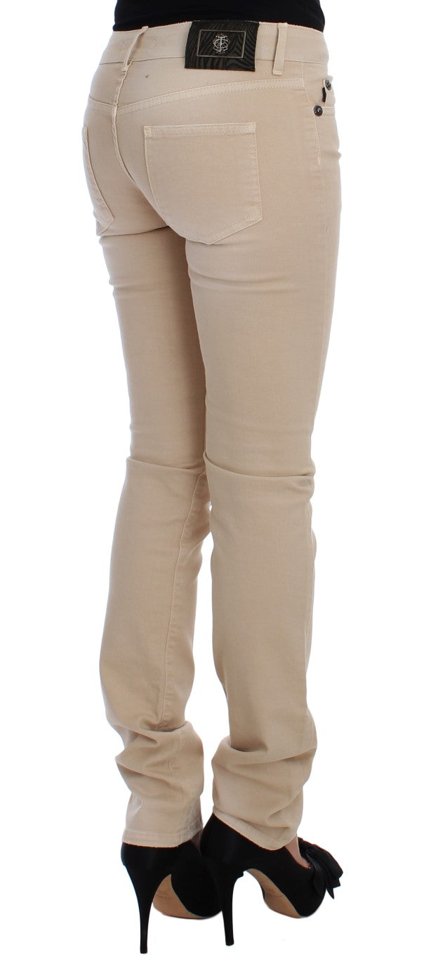 Jeans elasticizzati in cotone slim fit lavaggio beige Cavalli