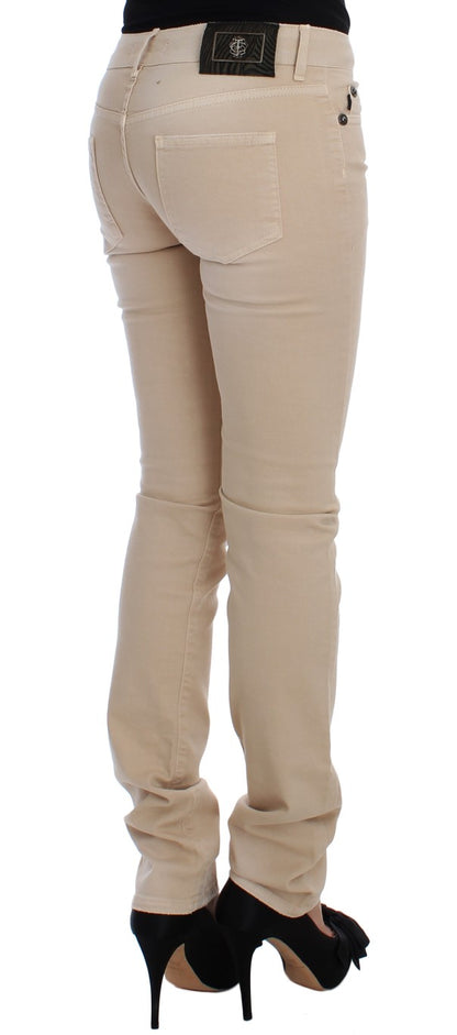 Jeans elasticizzati in cotone slim fit lavaggio beige Cavalli