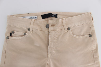 Jeans elasticizzati in cotone slim fit lavaggio beige Cavalli