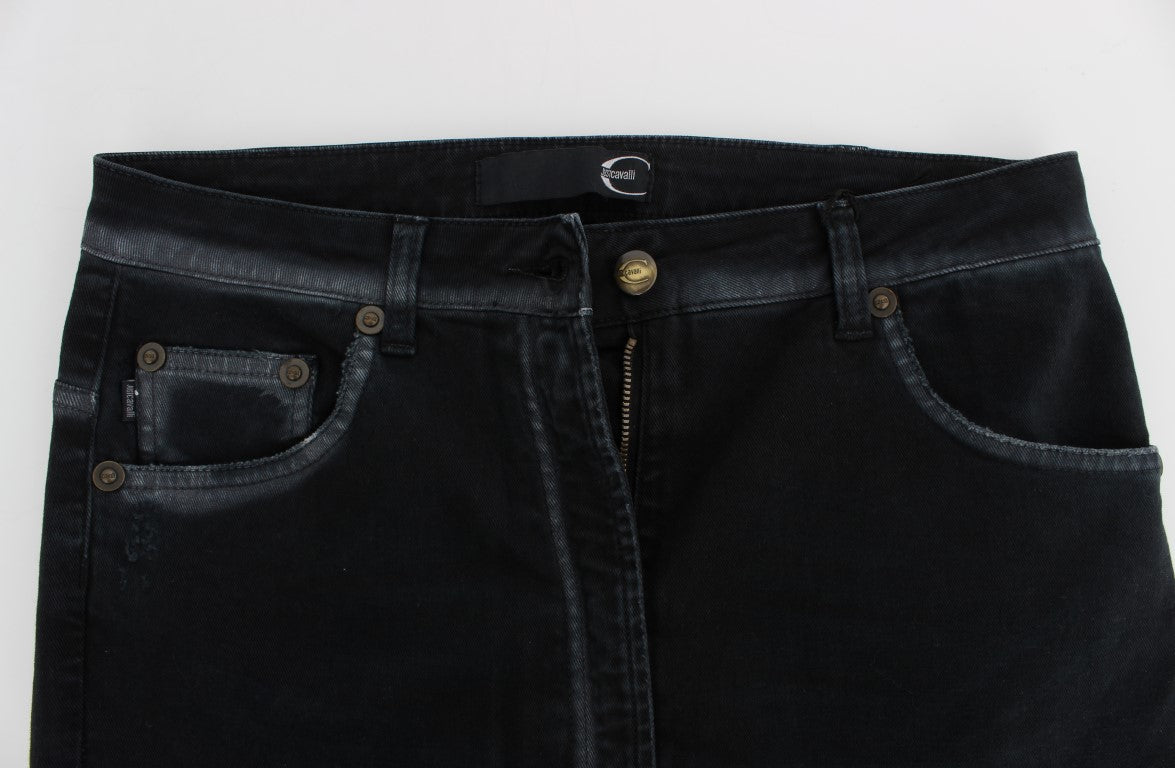 Jeans larghi e rilassati in cotone elasticizzato blu Cavalli