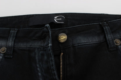 Jeans larghi e rilassati in cotone elasticizzato blu Cavalli