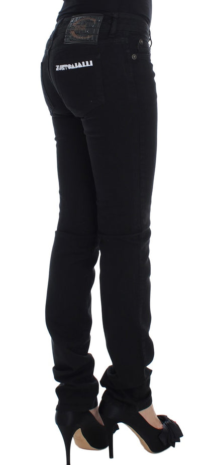 Jeans Cavalli neri in cotone elasticizzato slim fit