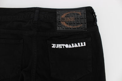 Jeans Cavalli neri in cotone elasticizzato slim fit