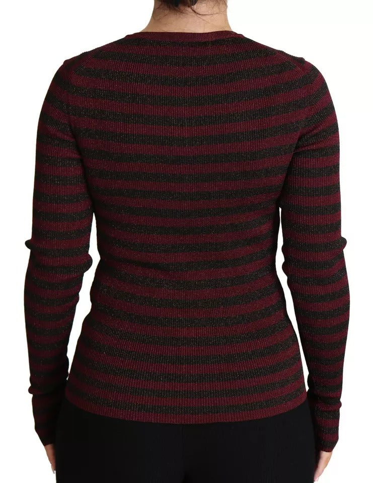 Dolce &amp; Gabbana Maglione Cardigan da Donna a Righe Nere e Rosse