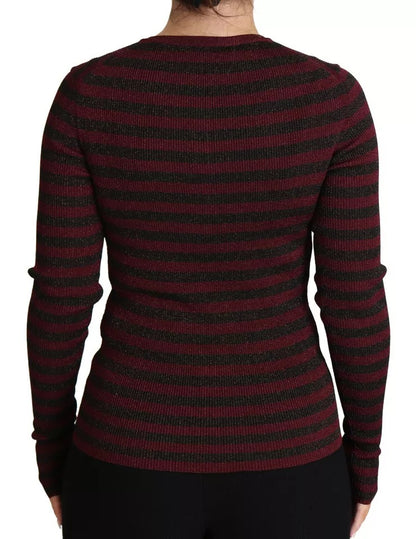 Dolce &amp; Gabbana Maglione Cardigan da Donna a Righe Nere e Rosse