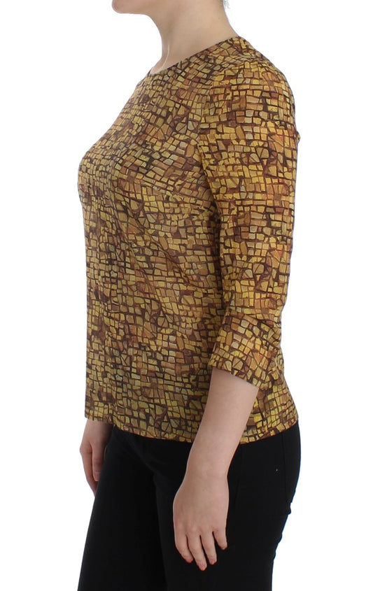 T-shirt in seta con stampa a mosaico multicolore Dolce &amp; Gabbana