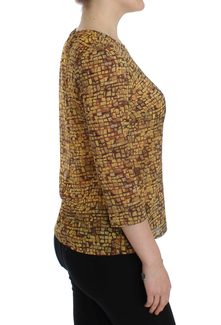 T-shirt in seta con stampa a mosaico multicolore Dolce &amp; Gabbana